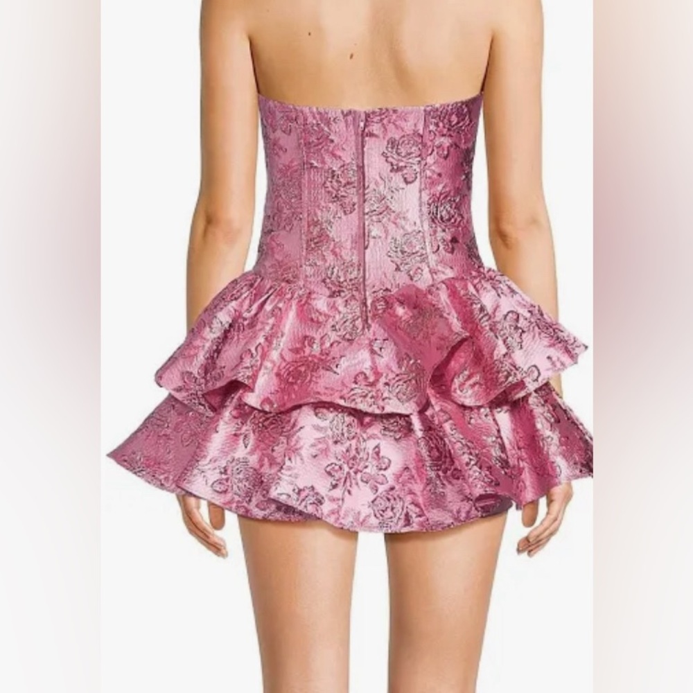 Macy's Pink and Silver Ruffle Mini Dress (ALEX AND SOPHIA) - Picture 4 of 4